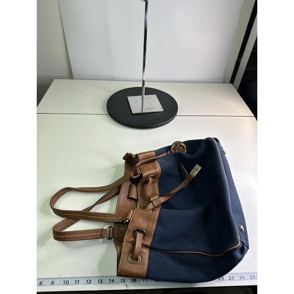 Michael Kors navy large canvas leather tote